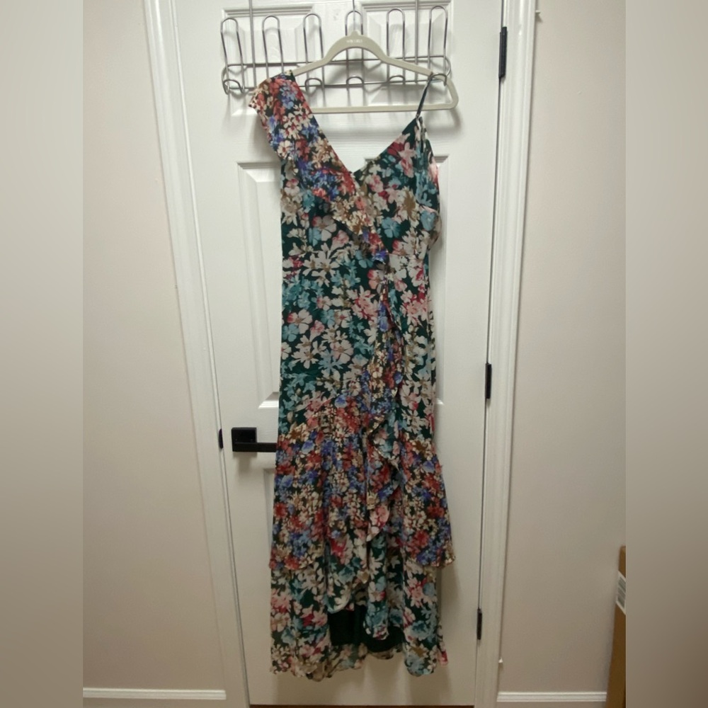 Lulu's One Shoulder Floral Dress - Multicolor